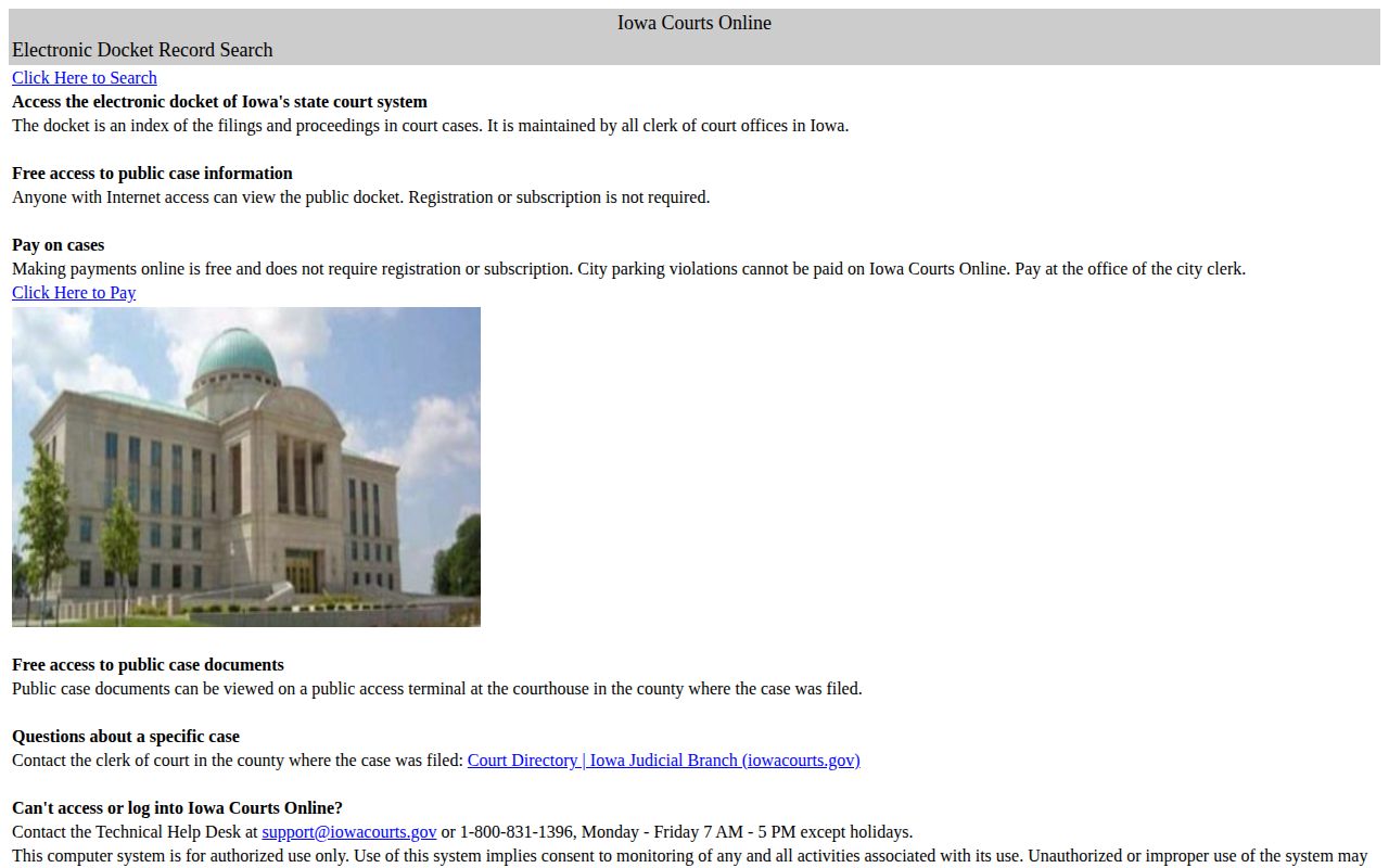 Floyd County Iowa court arrest record search interface
